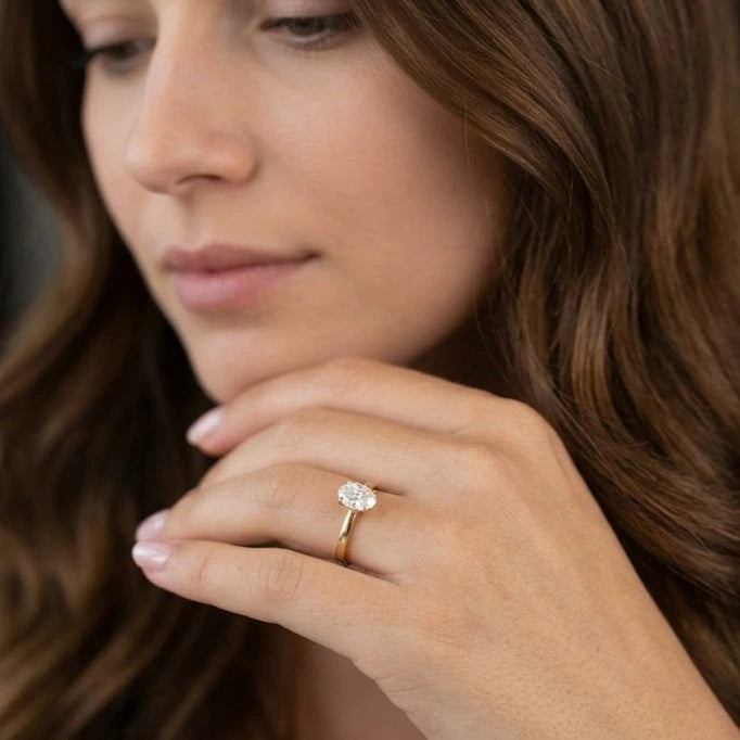 1 carat oval moissanite solitaire engagement ring in 14k gold filled