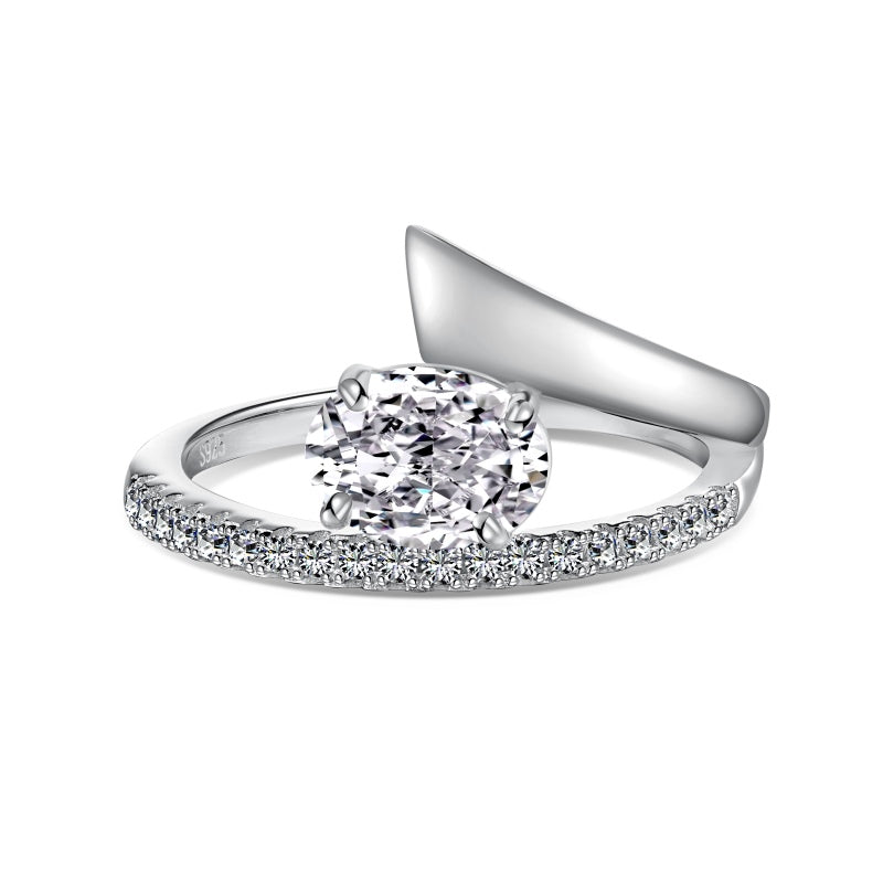 1 carat oval wrap silver ring
