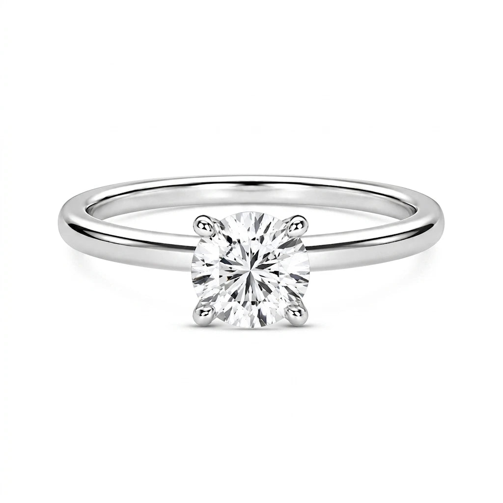 1 carat round cut cubic zirconia silver ring