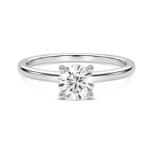 1 carat round cut cubic zirconia silver ring