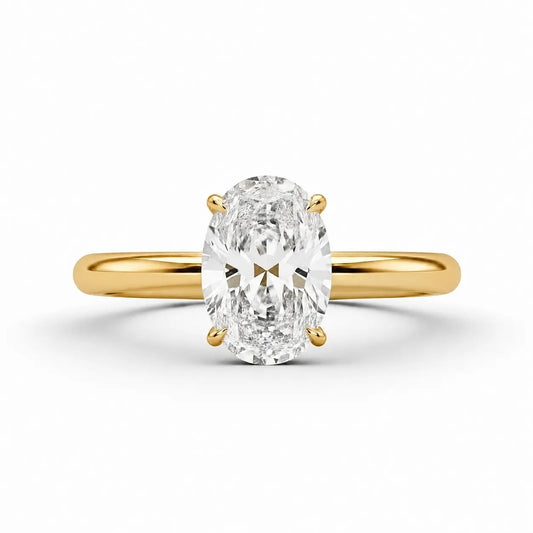 2 Ct Oval Moissanite Ring in 14k Solid Gold