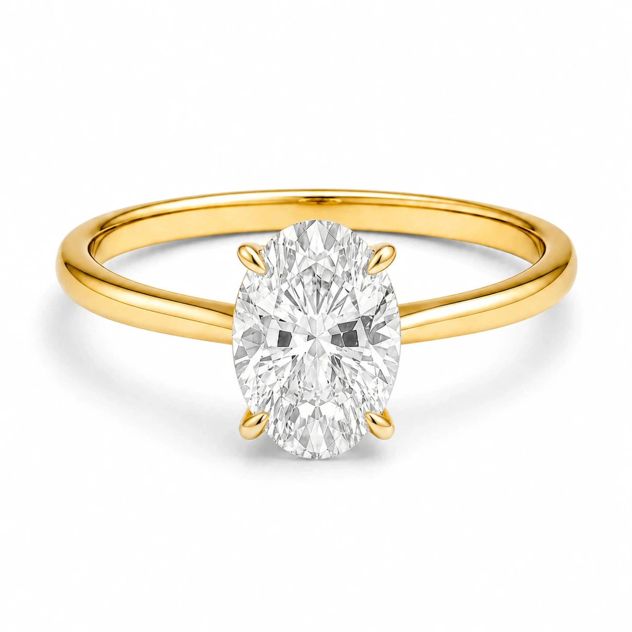 2 carat cubic zirconia oval gold vermeil ring