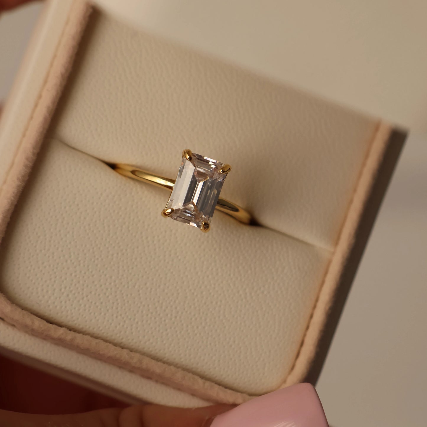 2 carat emerald cut cubic zirconia ring 14k gold plated