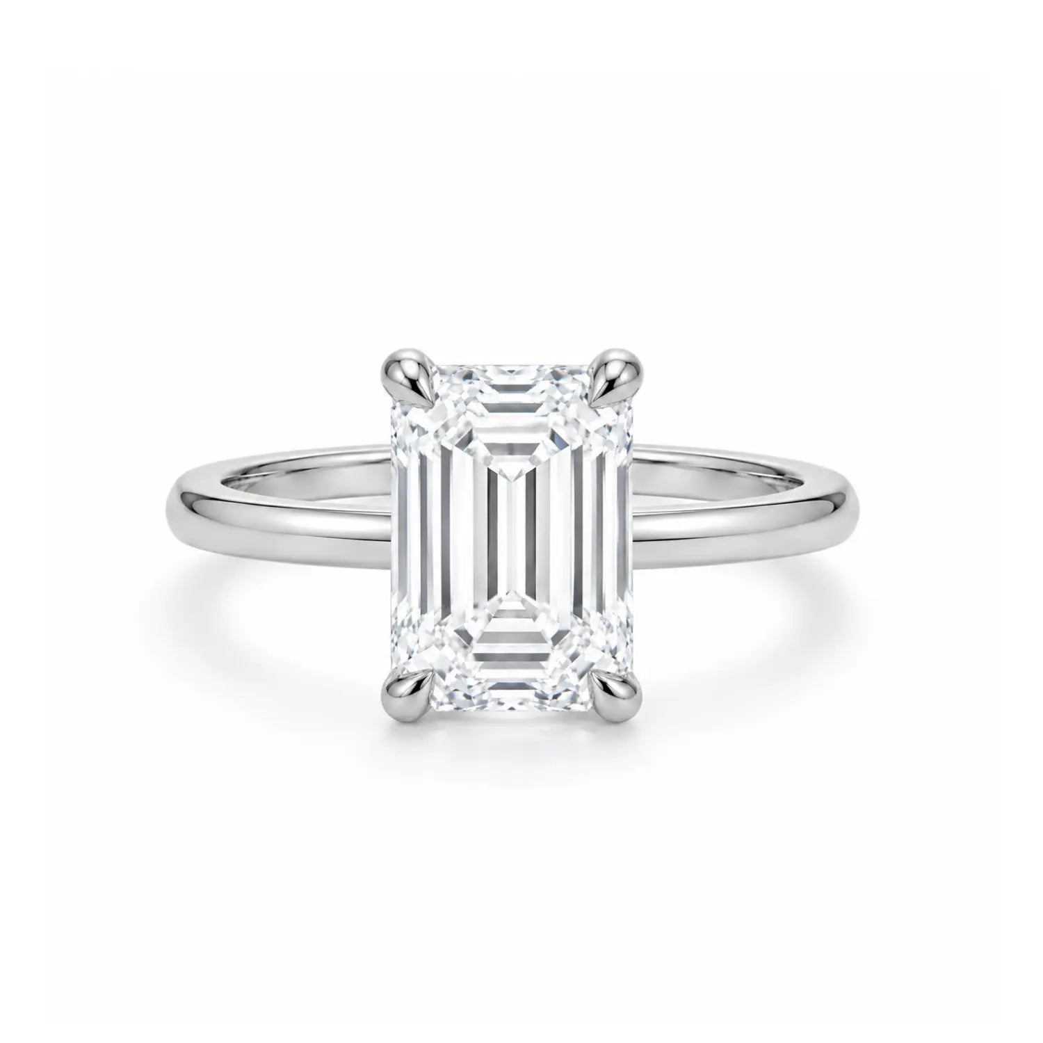 2 carat emerald cut cubic zirconia ring in 925 silver