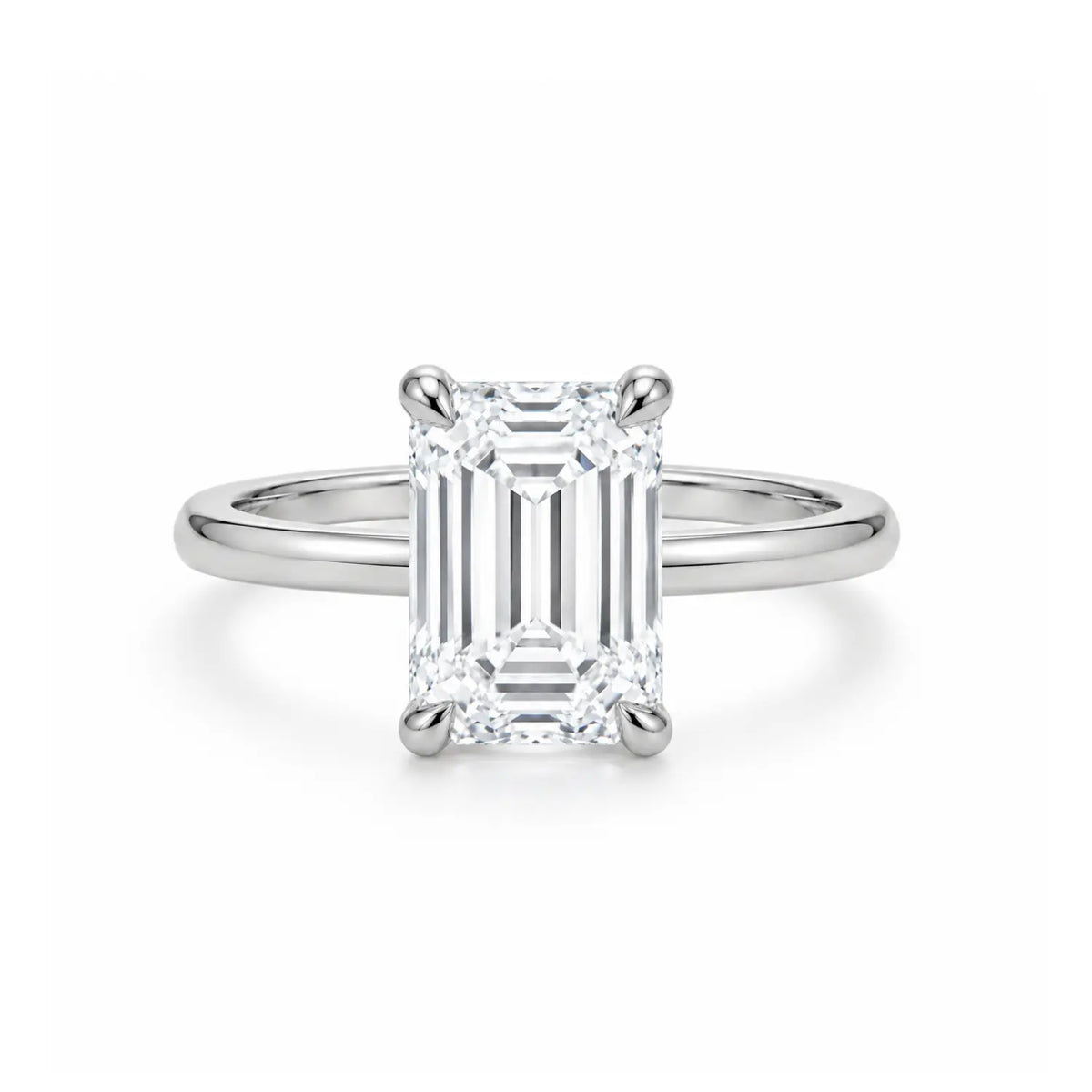 2 carat emerald cut cubic zirconia ring in 925 silver