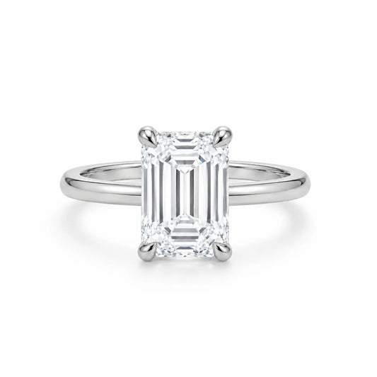 2 carat emerald cut cubic zirconia ring in 925 silver