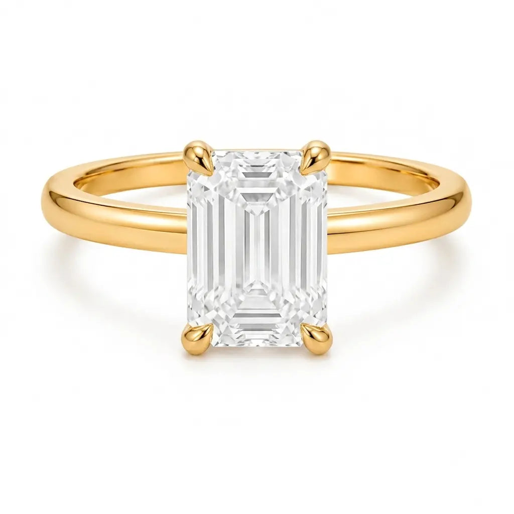 2 carat emerald cut cubic zirconia 14k gold plated ring