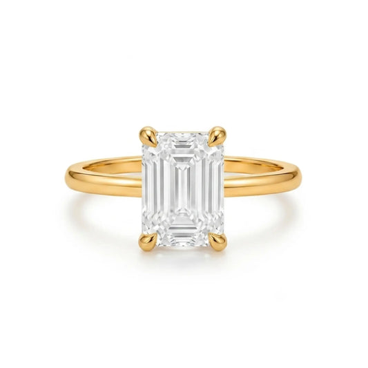 2 carat emerald cut cubic zirconia 14k gold plated ring
