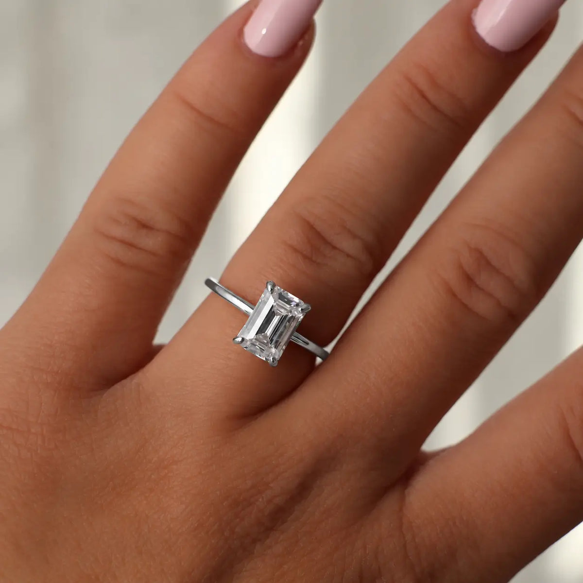 2 carat emerald cut solitaire silver ring