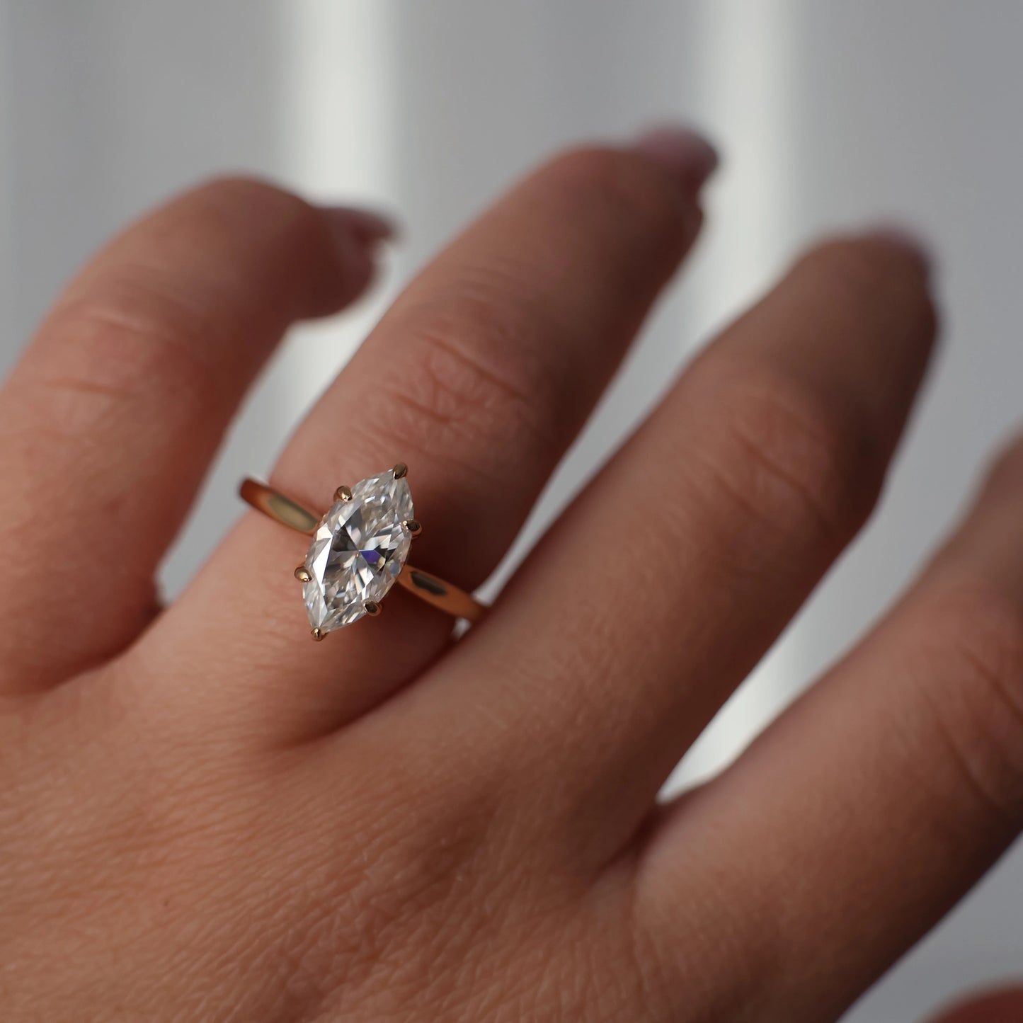 2 carat marquise moissanite ring in 14k gold filled with hidden halo