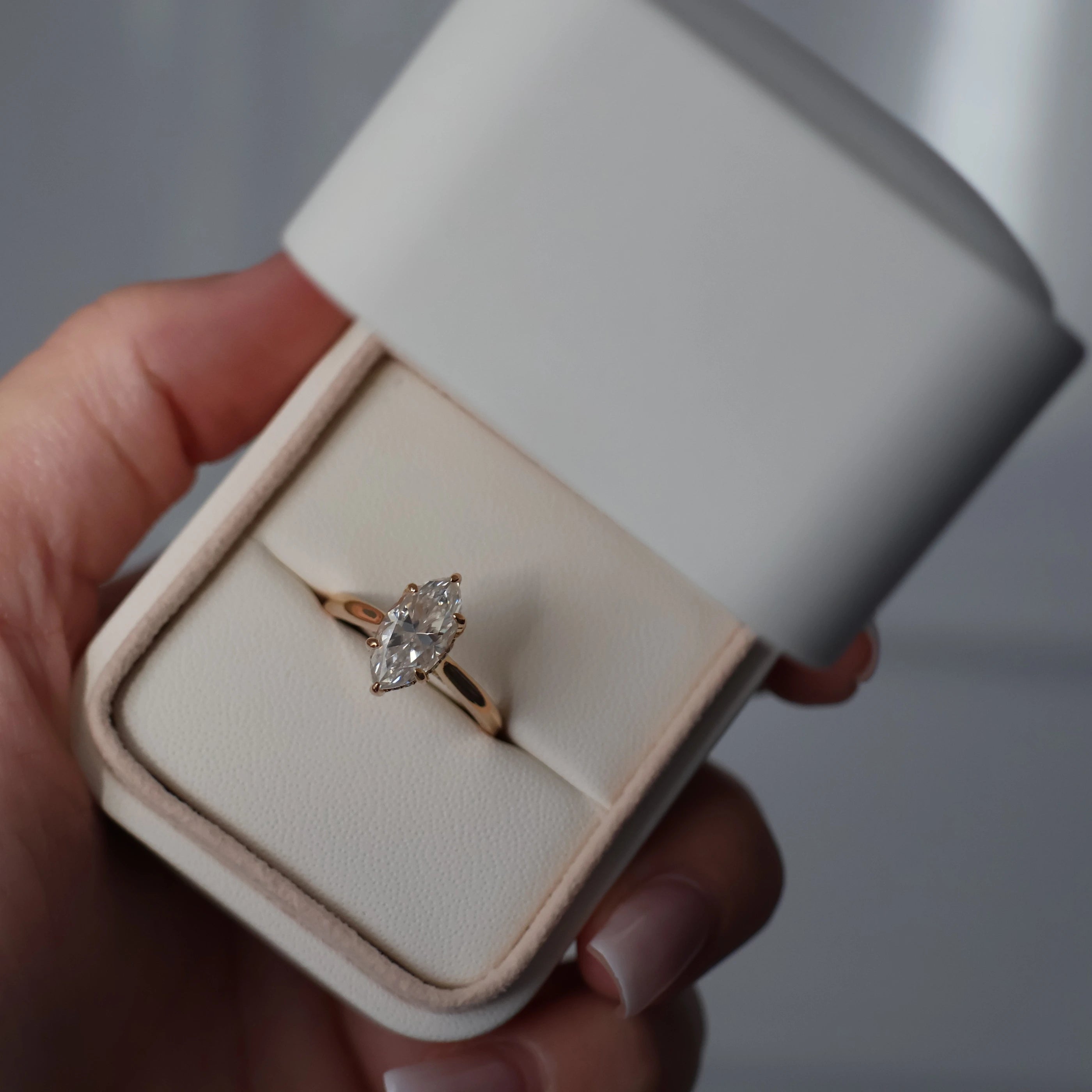 2 ct marquise moissanite ring in 14k gold filled