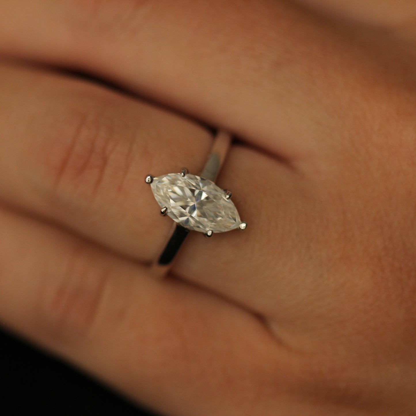 2 carat marquise solitaire moissanite engagement ring