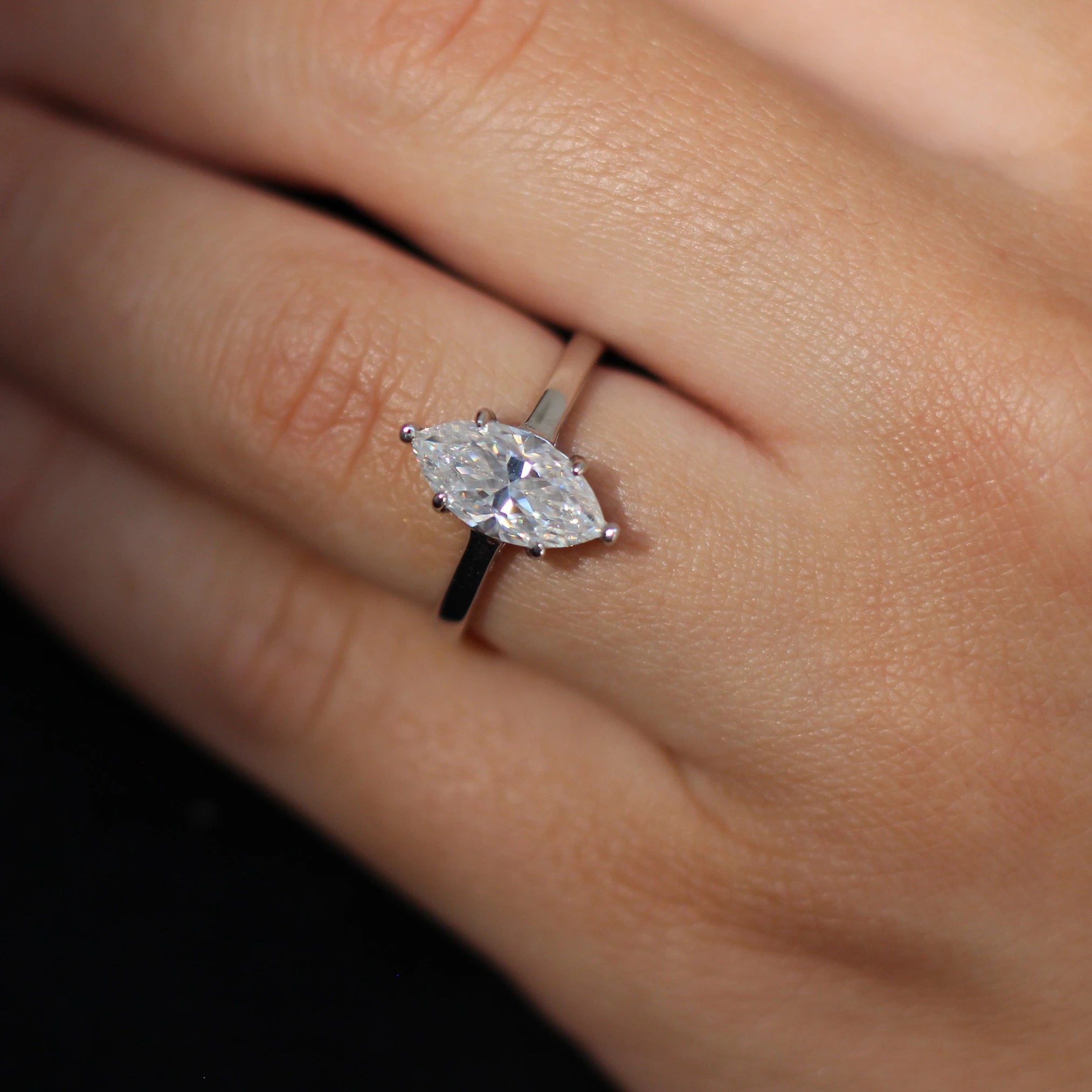 2 carat marquise solitaire moissanite ring in 925 silver