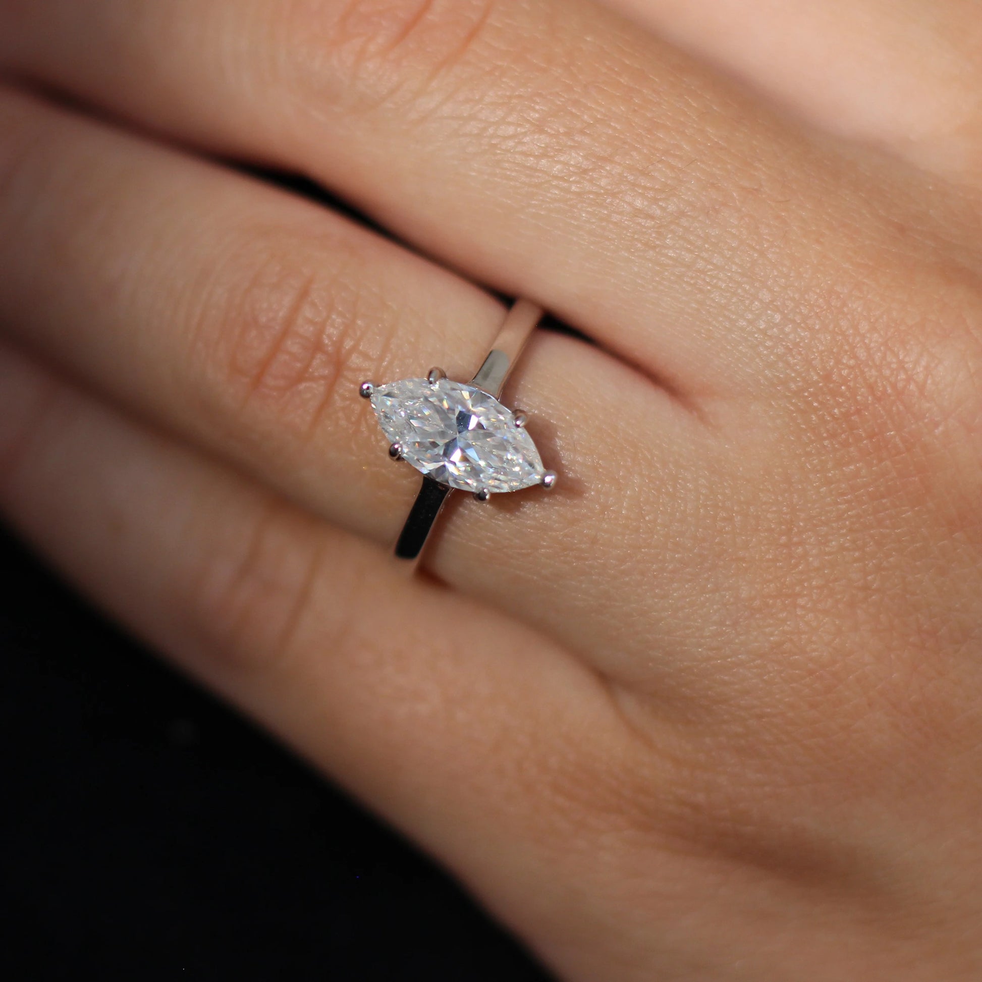 2 carat marquise solitaire moissanite ring in 925 silver