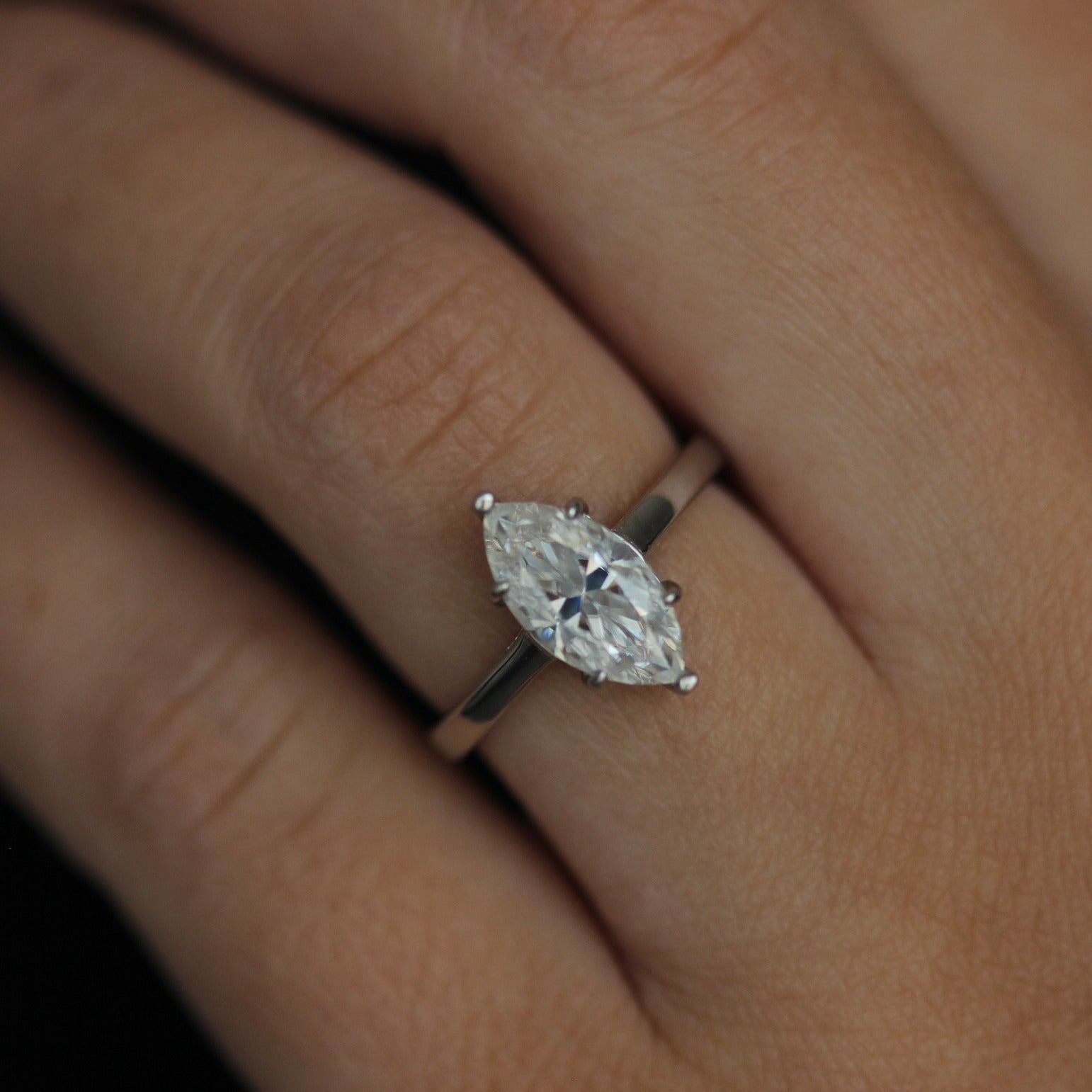2 carat marquise solitaire moissanite silver ring