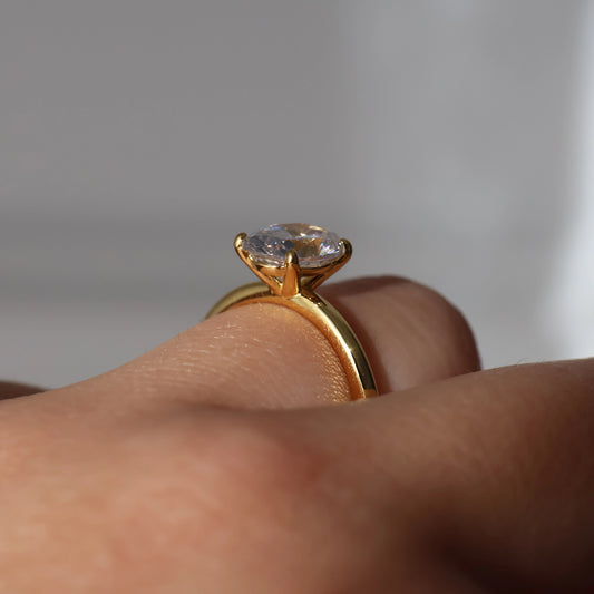 2 carat cubic zirconia oval solitaire gold vermeil ring