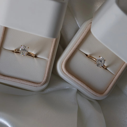 2 carat oval moissanite 14k solid gold ring