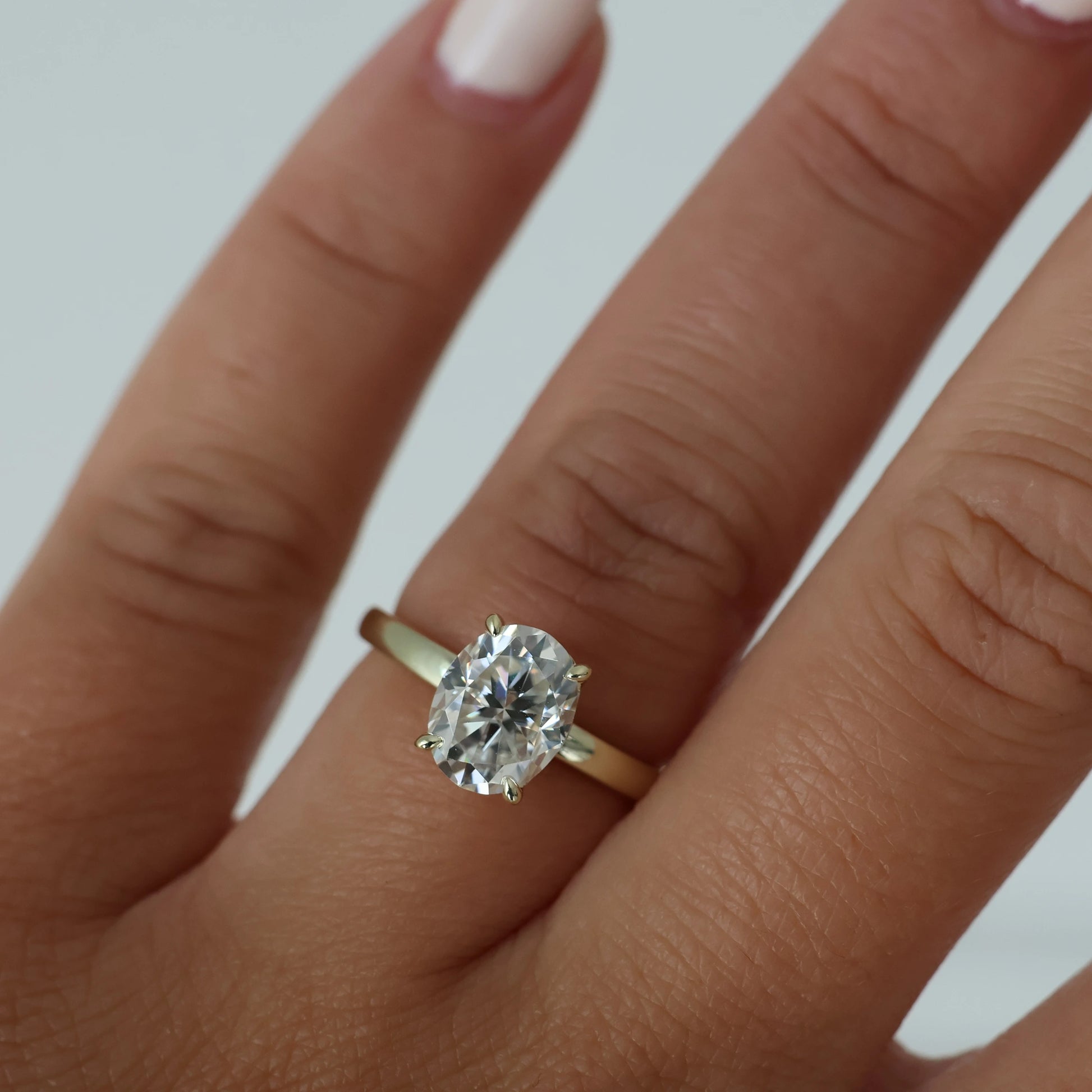2 ct oval moissanite engagement ring in 14k gold fill