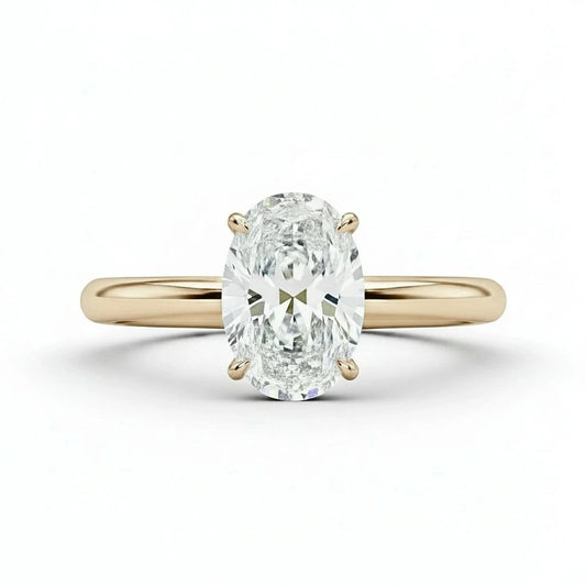 2 carat oval moissanite ring in light 14k gold filled