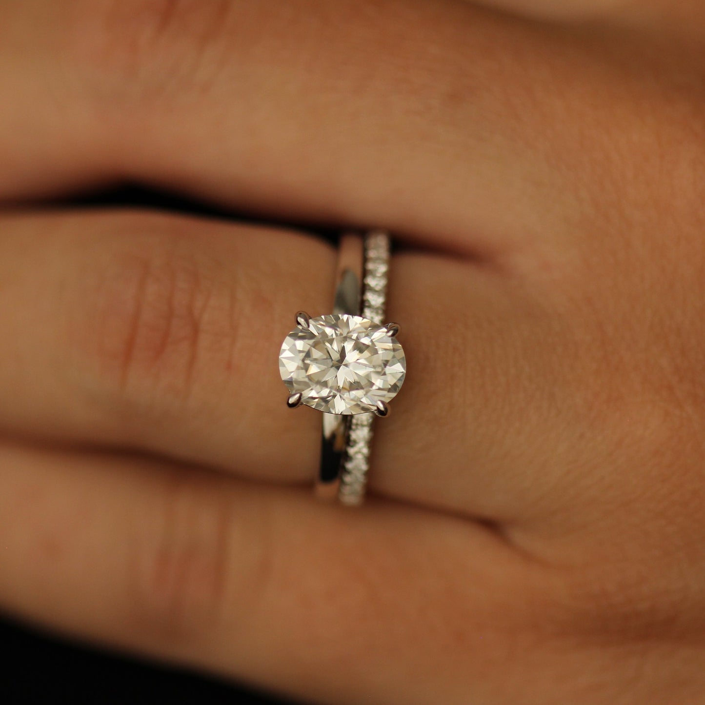 2 carat oval moissanite solitaire engagement ring