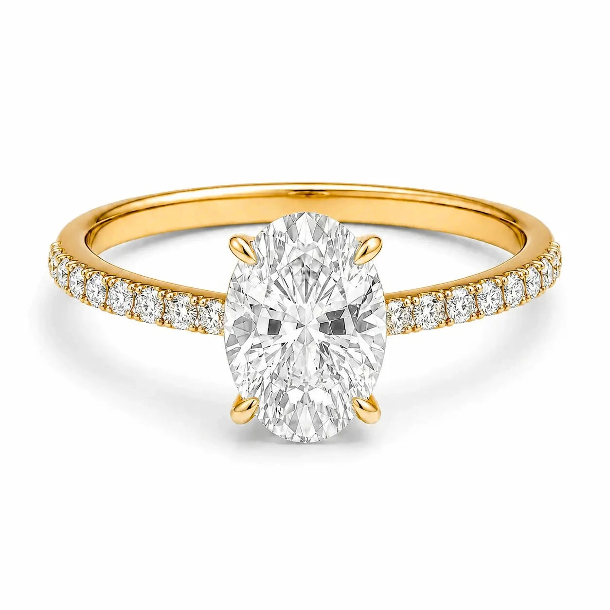 2 carat oval pave 18k gold vermeil ring