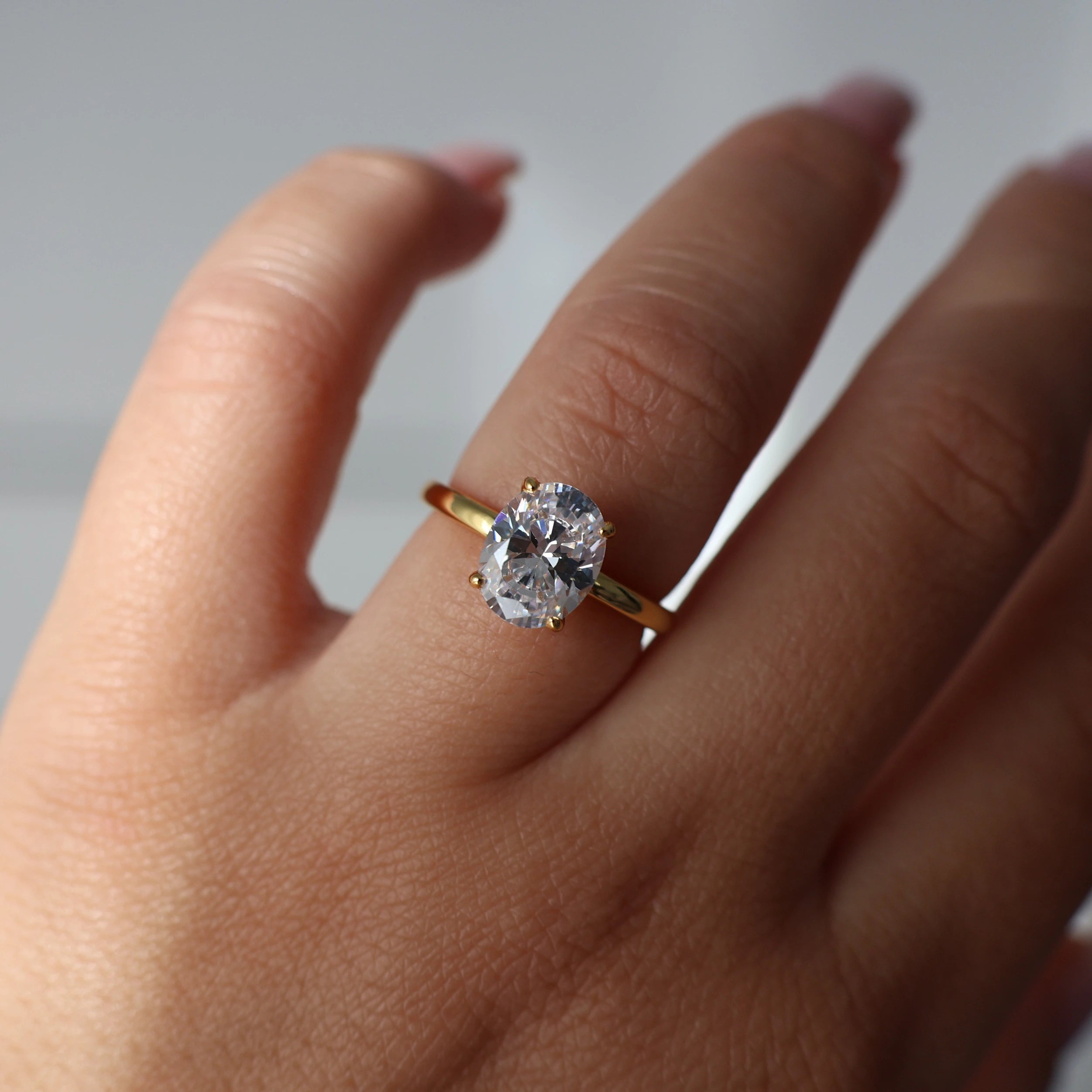 2 carat cz oval solitaire gold vermeil ring