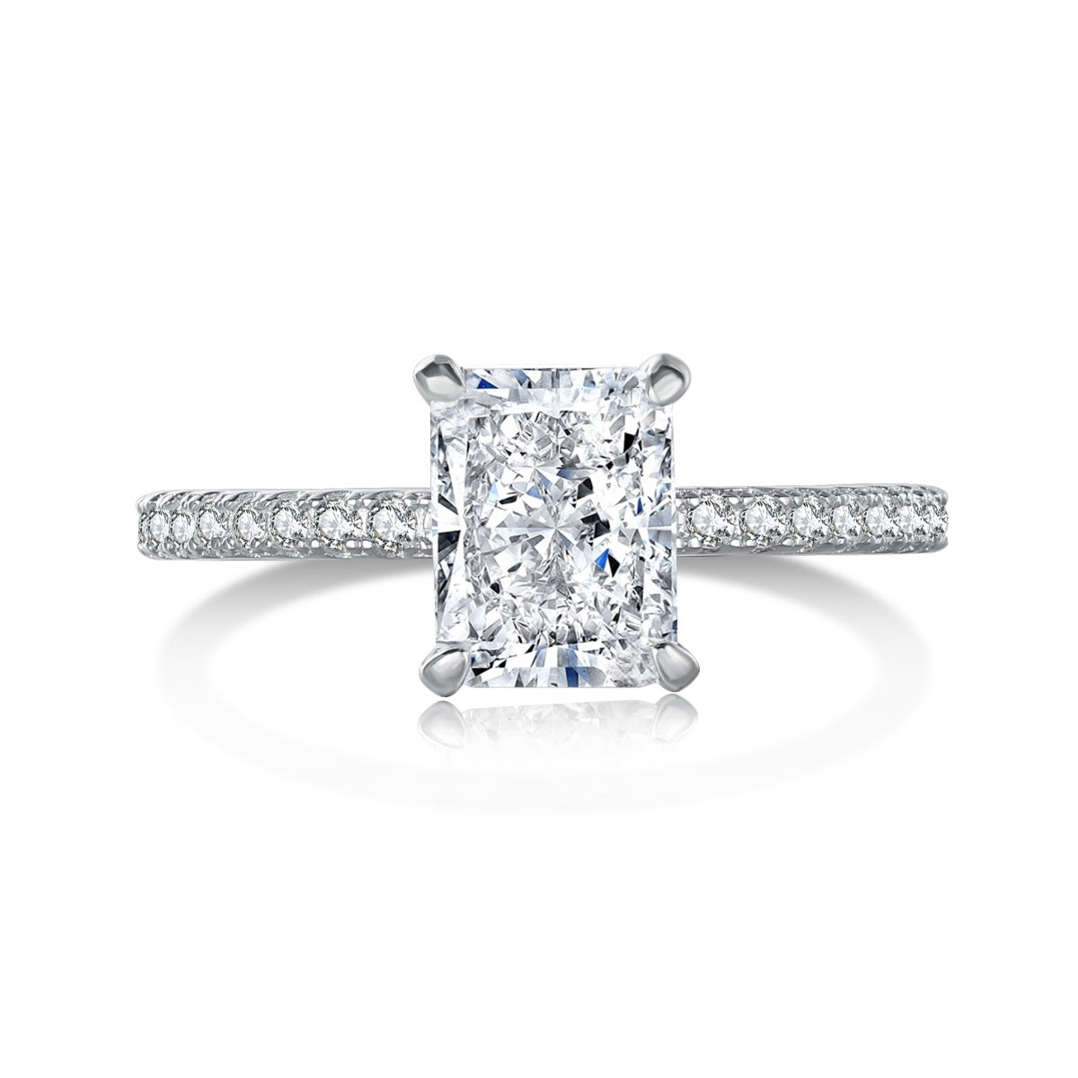2 carat Radiant Cut Engagement Ring in Silver
