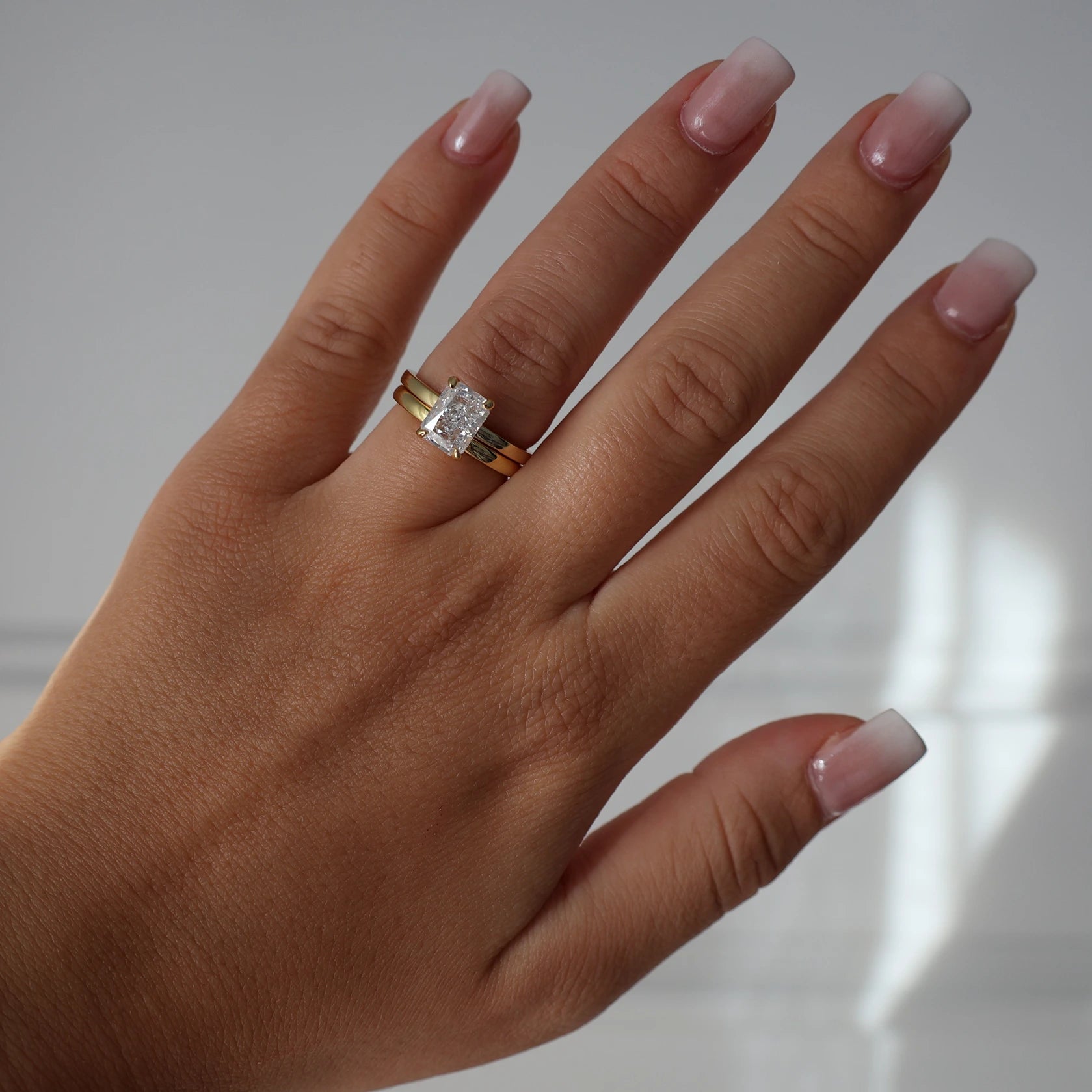 2 carat radiant solitaire CZ gold ring
