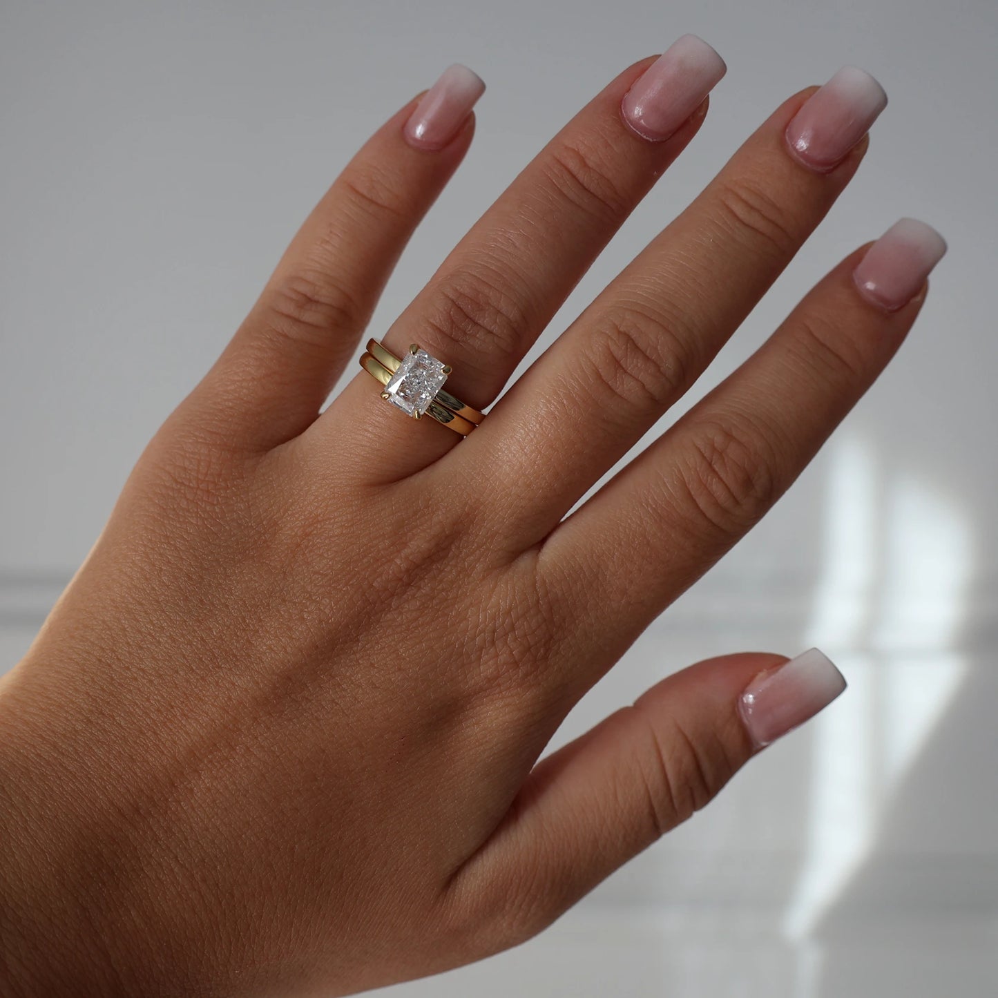 2 carat radiant solitaire CZ gold ring