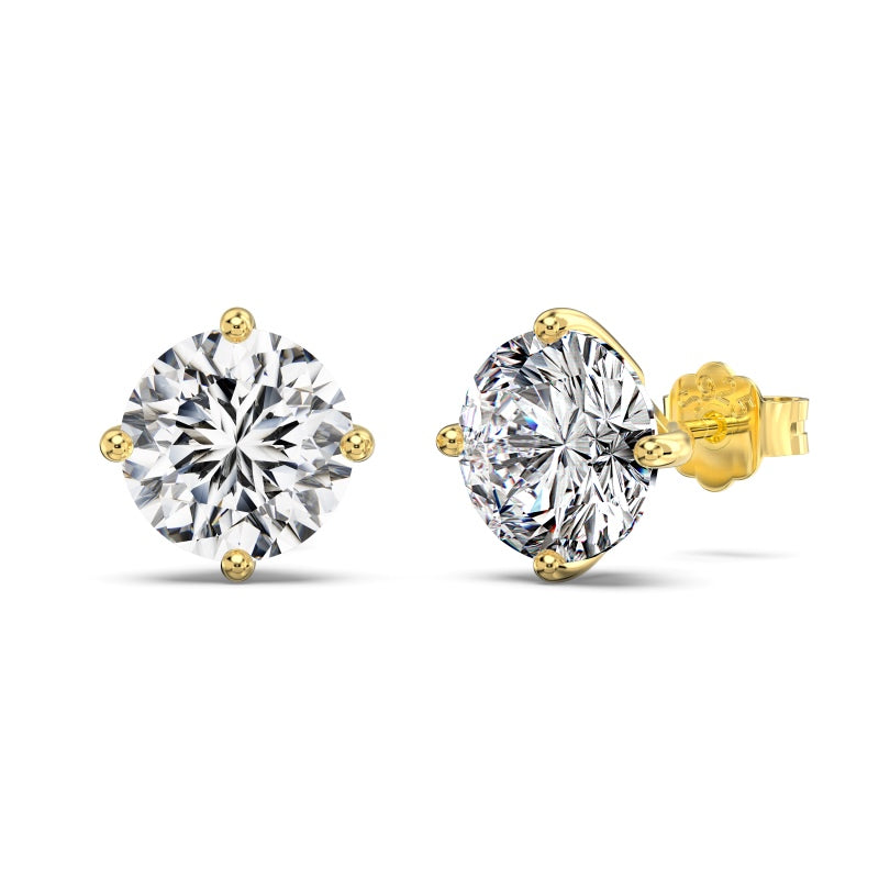 2 carat round cut cubic zirconia gold earrings