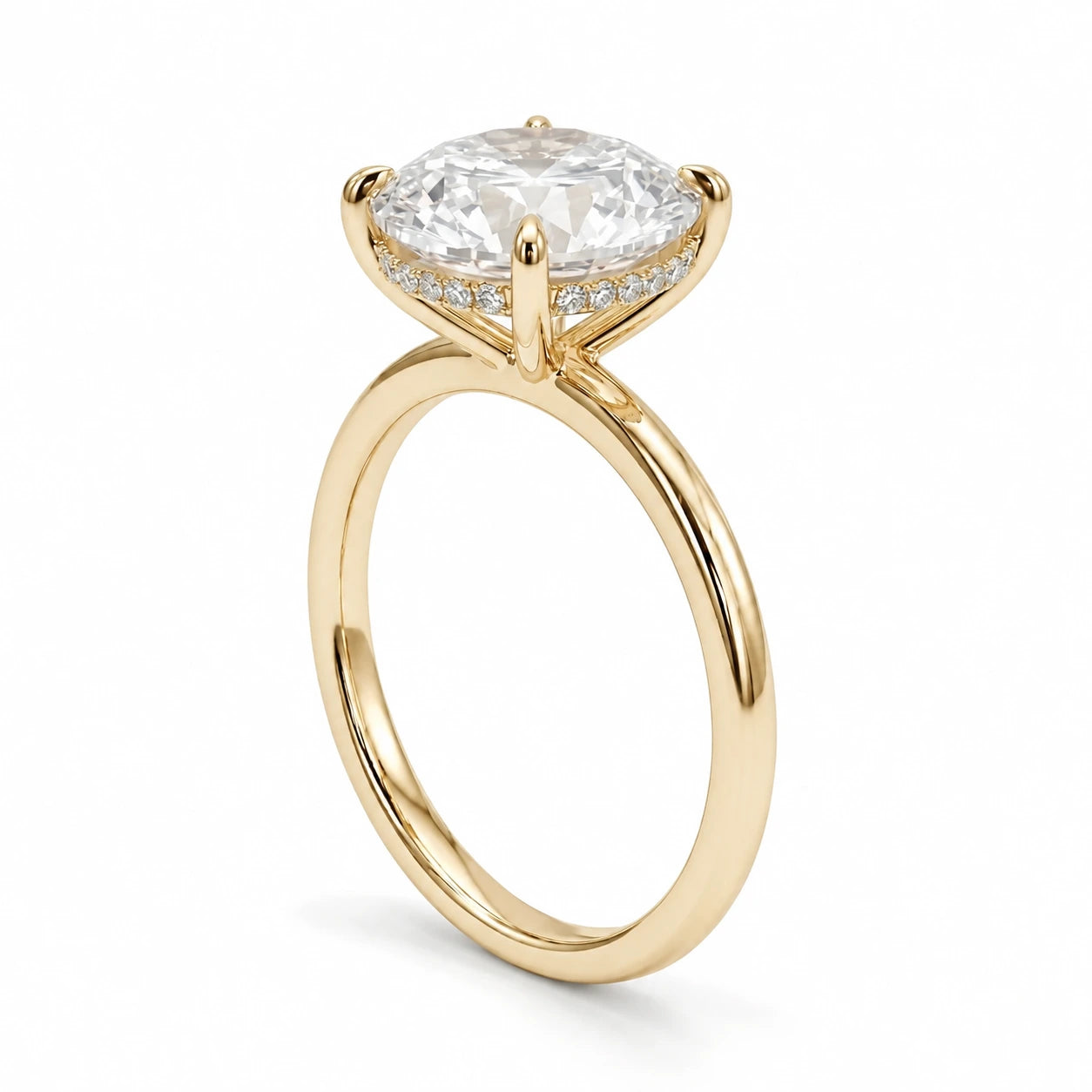 2 carat round cut hidden halo 14k gold plated ring