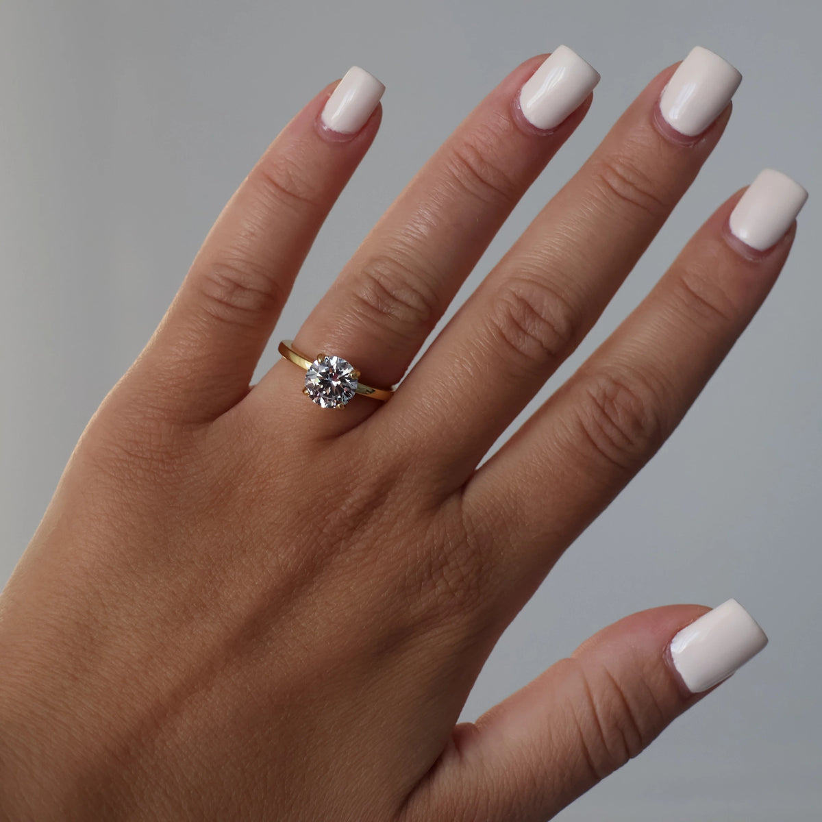 2 carat round cut hidden halo ring in 14k gold plating