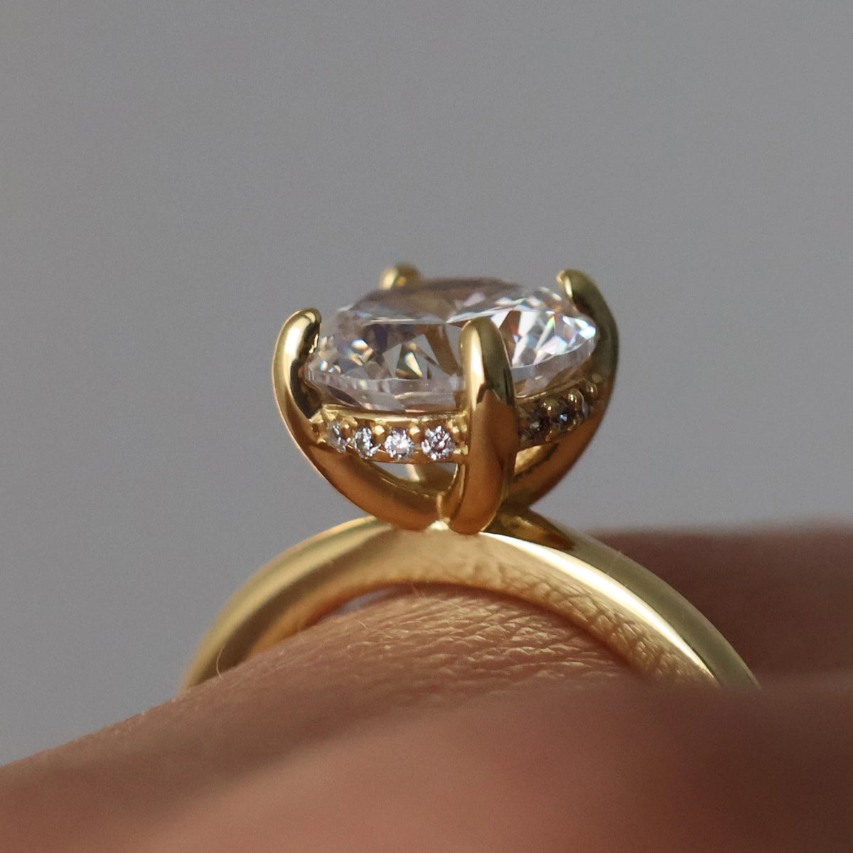 Round cut 2 carat hidden halo ring with 14k gold plating