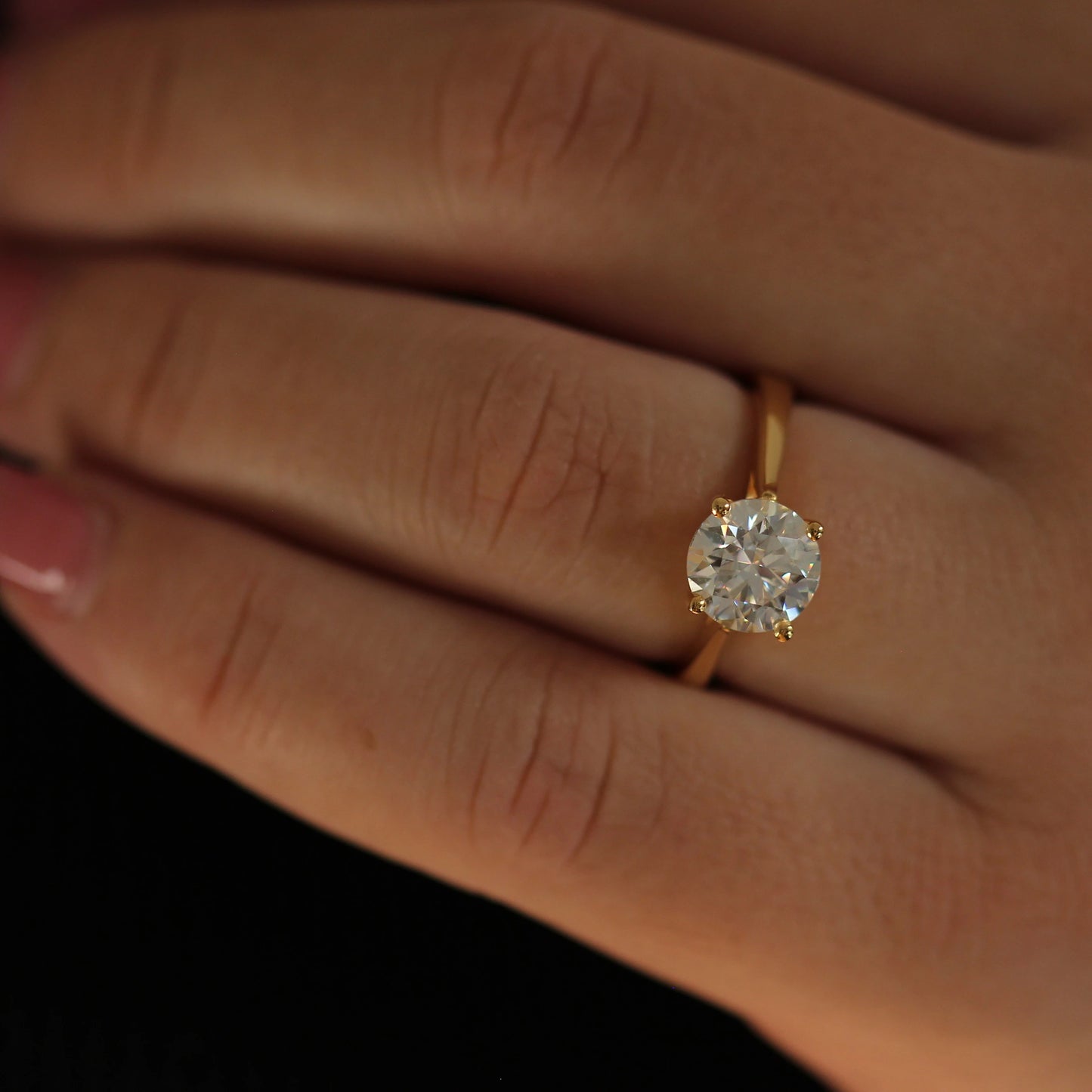 2 carat round moissanite ring in 14k gold filled