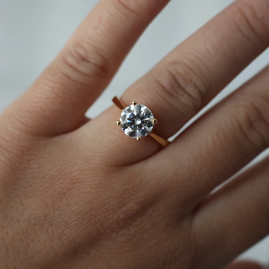 2 carat round moissanite solitaire ring in 14K gold filled