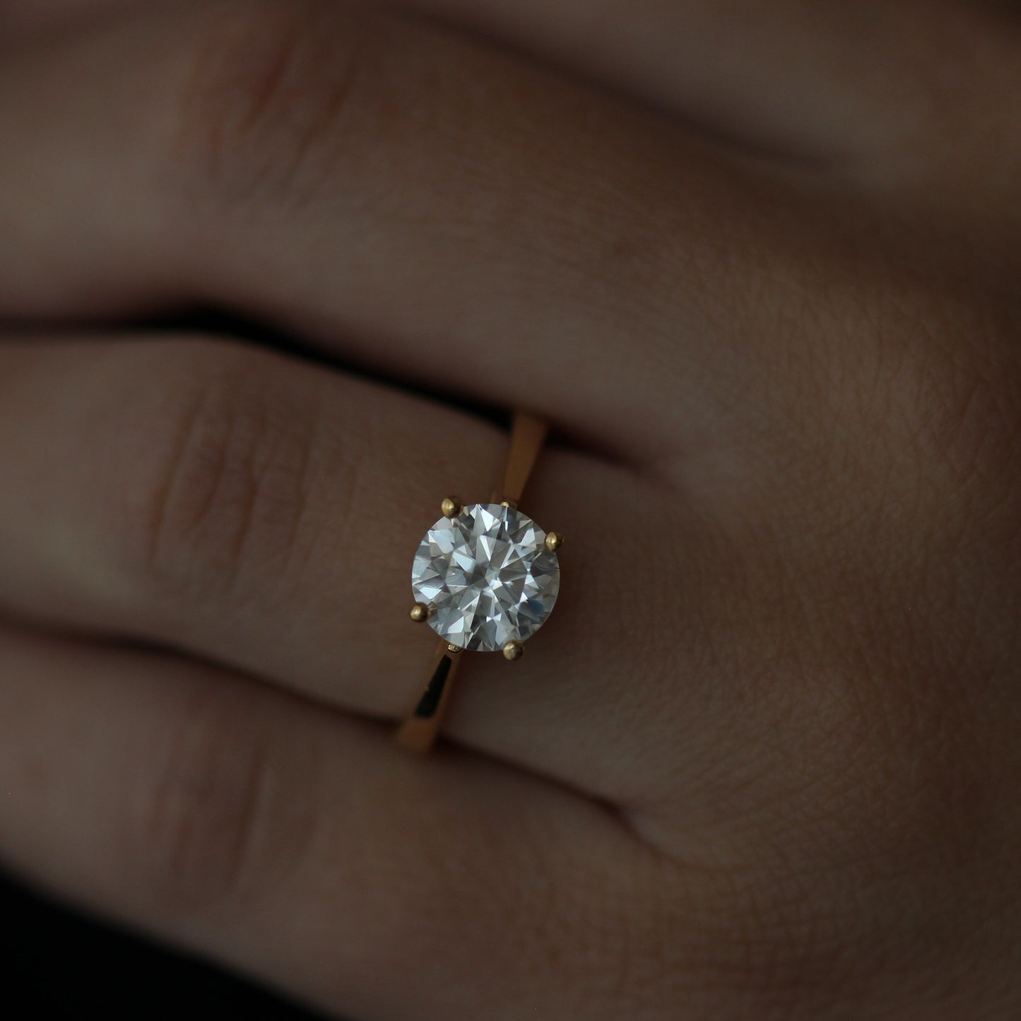 2 carat round solitaire engagement ring with a 14k gold filled band