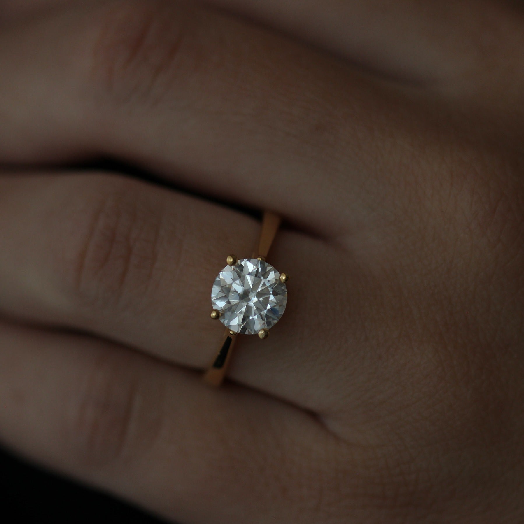 2 carat round solitaire engagement ring with a 14k gold filled band