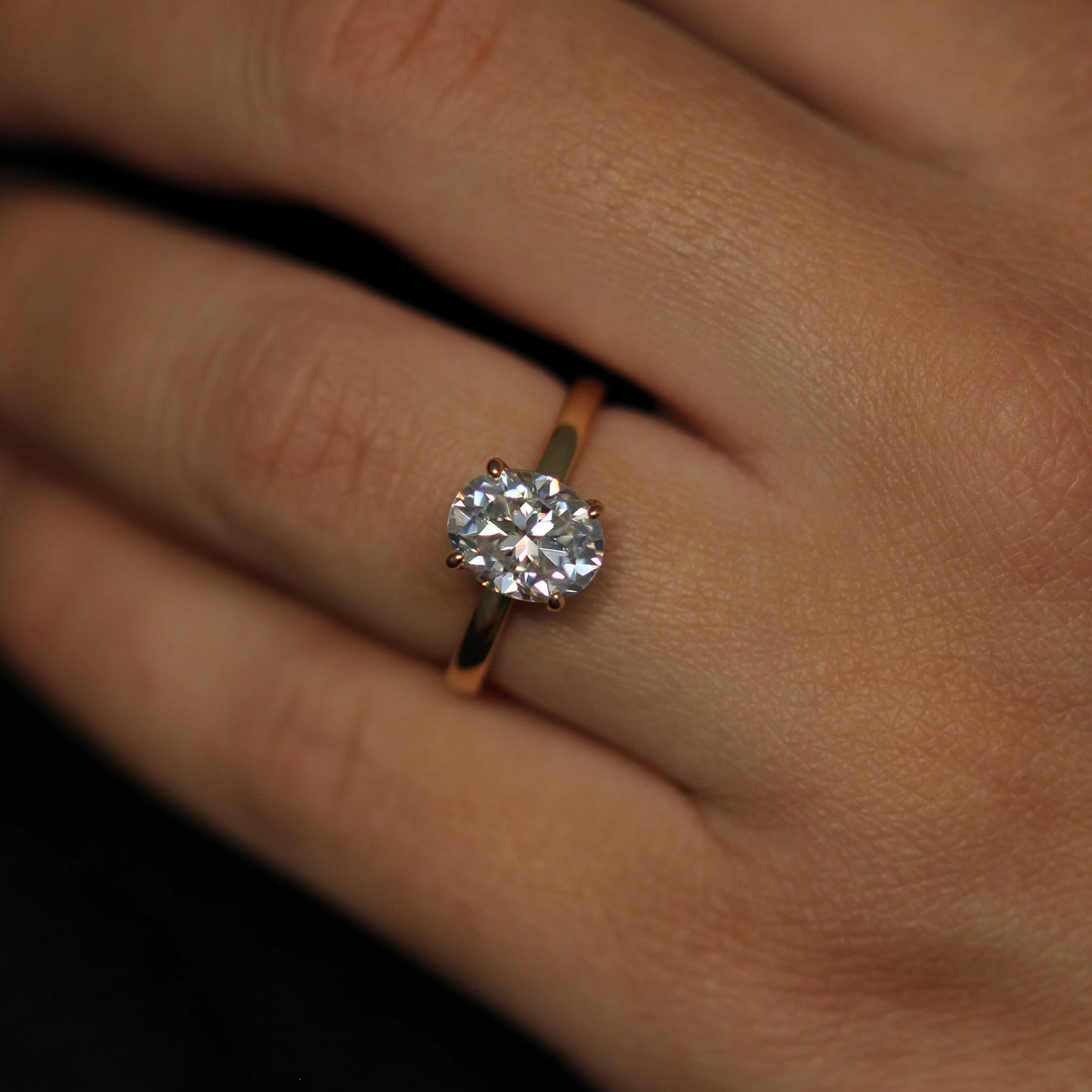 2 ct oval moissanite ring in 14k gold filled solitaire setting
