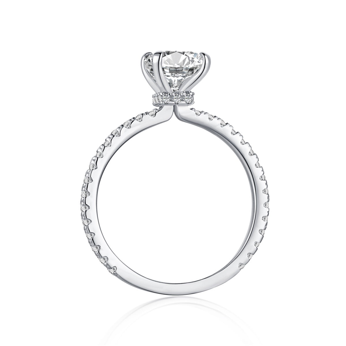 2 ct radiant cut pave silver travel Ring