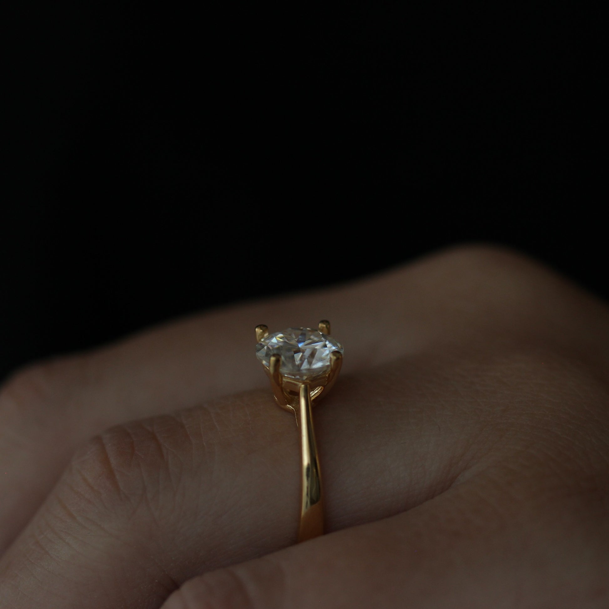 Round cut solitaire engagement ring in 14k gold filled band