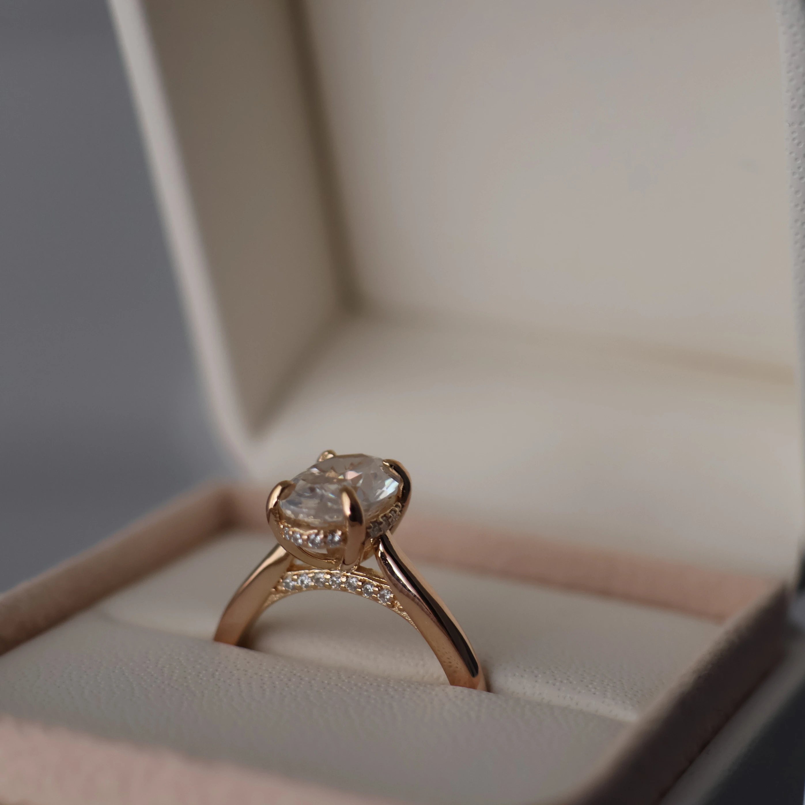2.5 carat oval moissanite ring in 14k gold filled