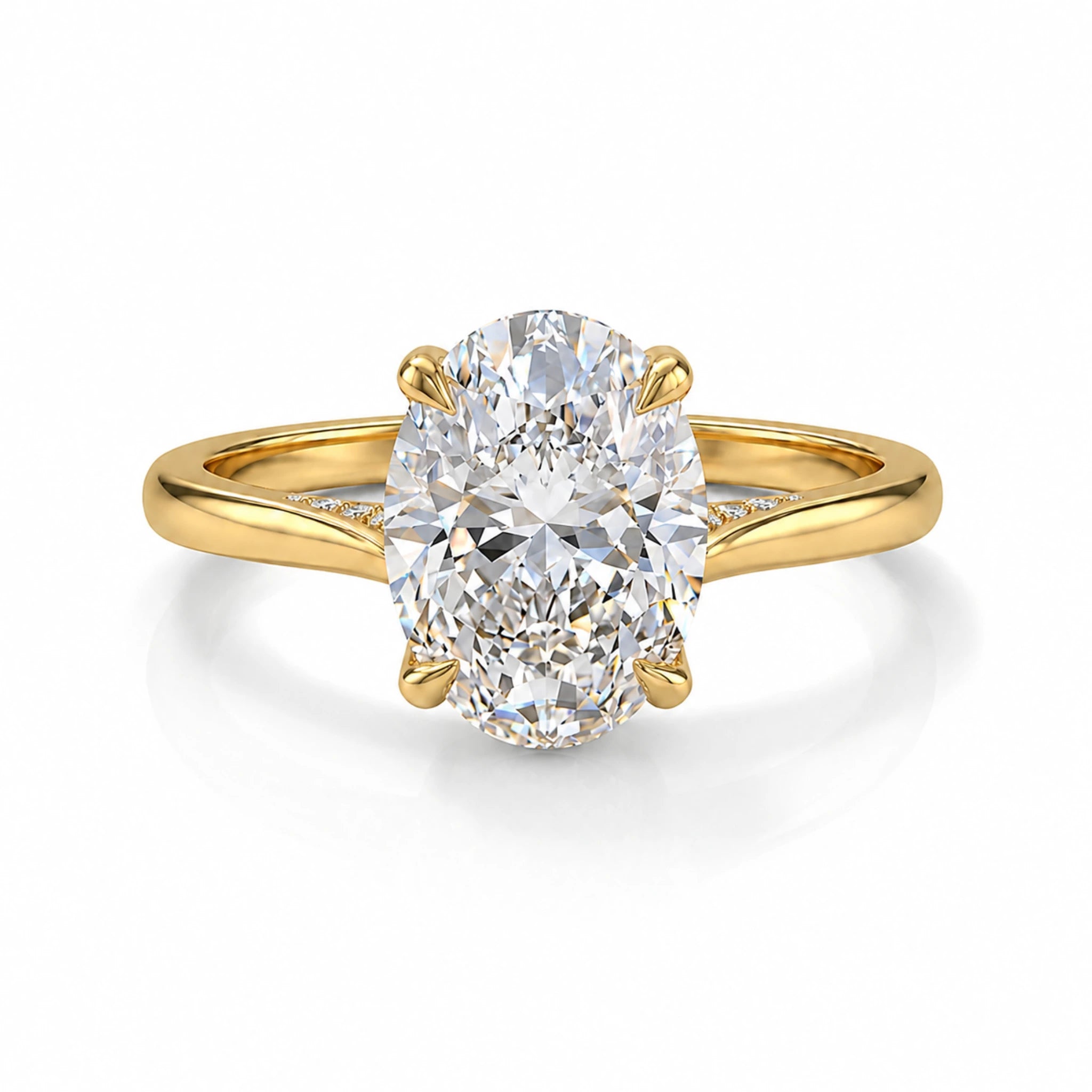 2.5 ct oval moissanite ring in 14k gold filled with hidden halo
