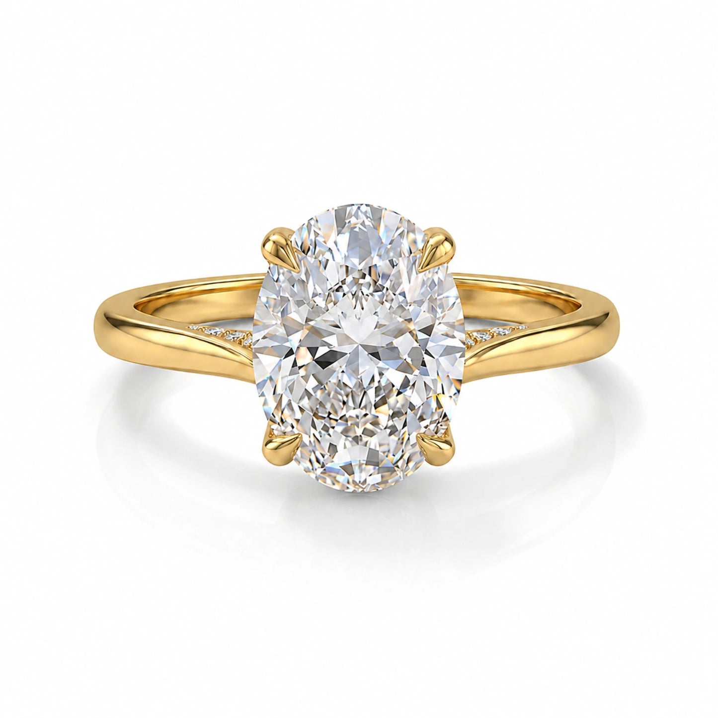 2.5 ct oval moissanite ring in 14k gold filled with hidden halo