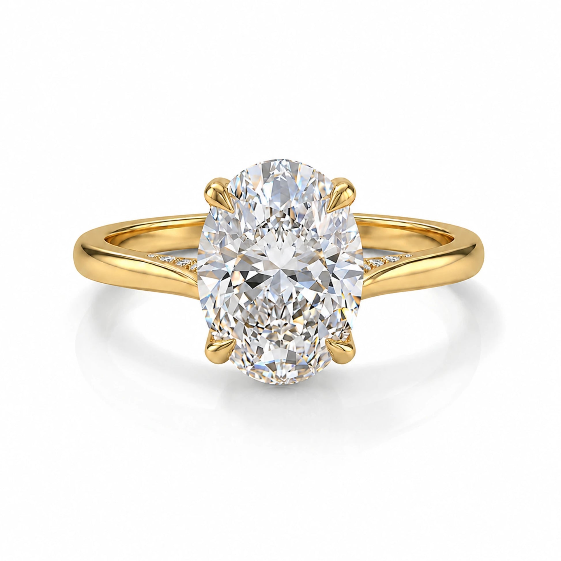 2.5 ct oval moissanite ring in 14k gold filled with hidden halo
