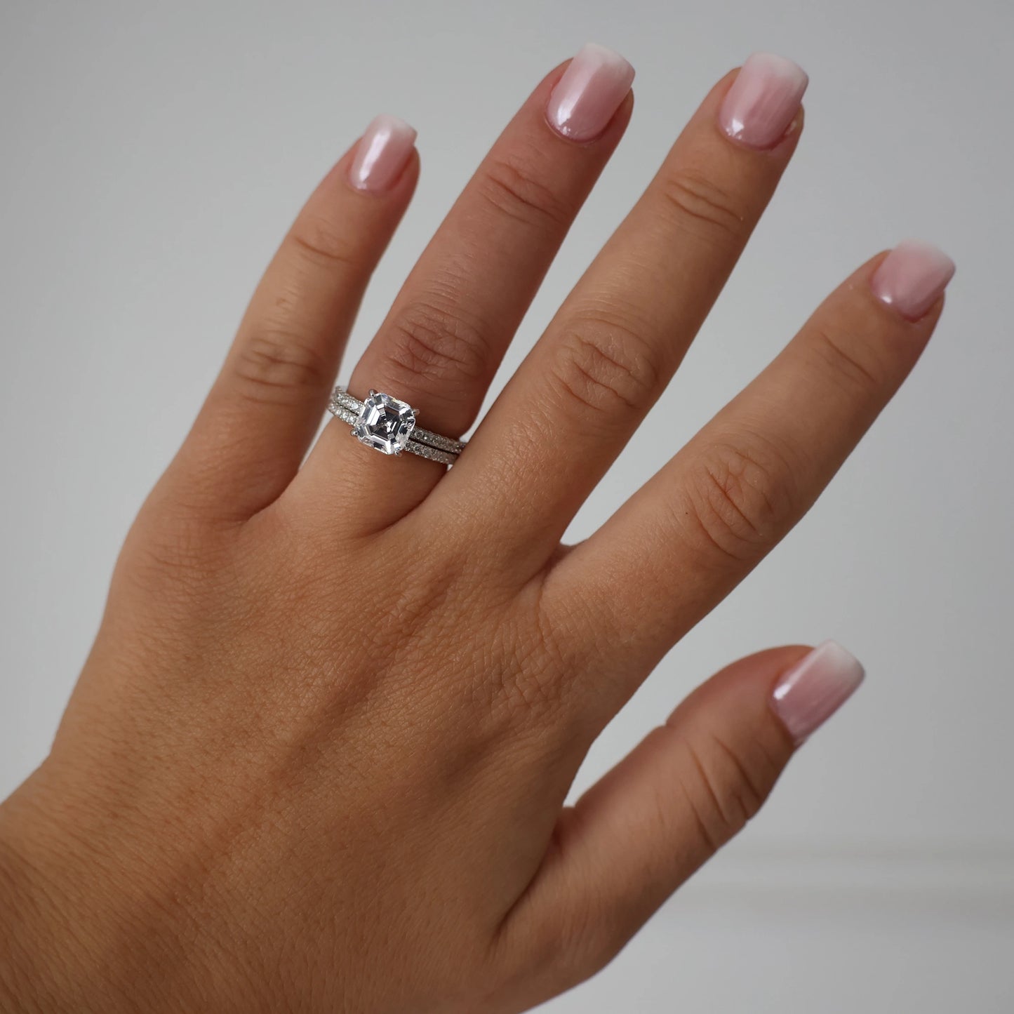 2 ct asscher cut cubic zirconia ring in silver