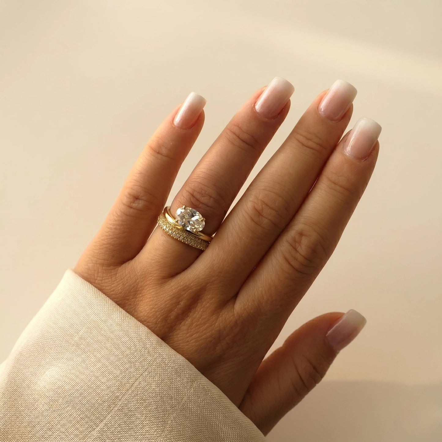 2 ct east west cubic zirconia wedding ring set in gold plating