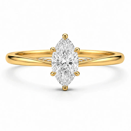 2 ct marquise moissanite engagement ring in 14k gold filled with hidden halo