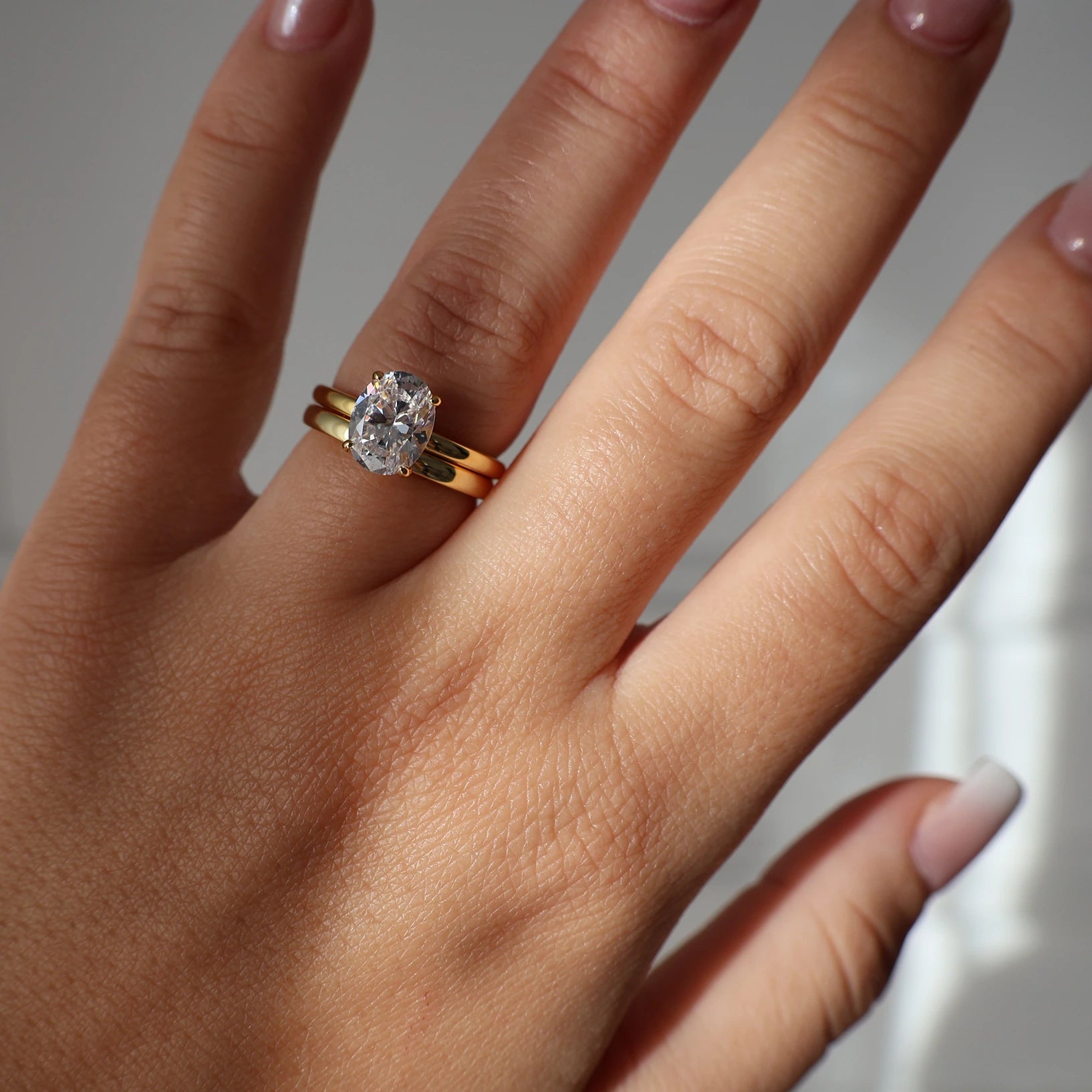 2 ct oval cz solitaire gold vermeil ring