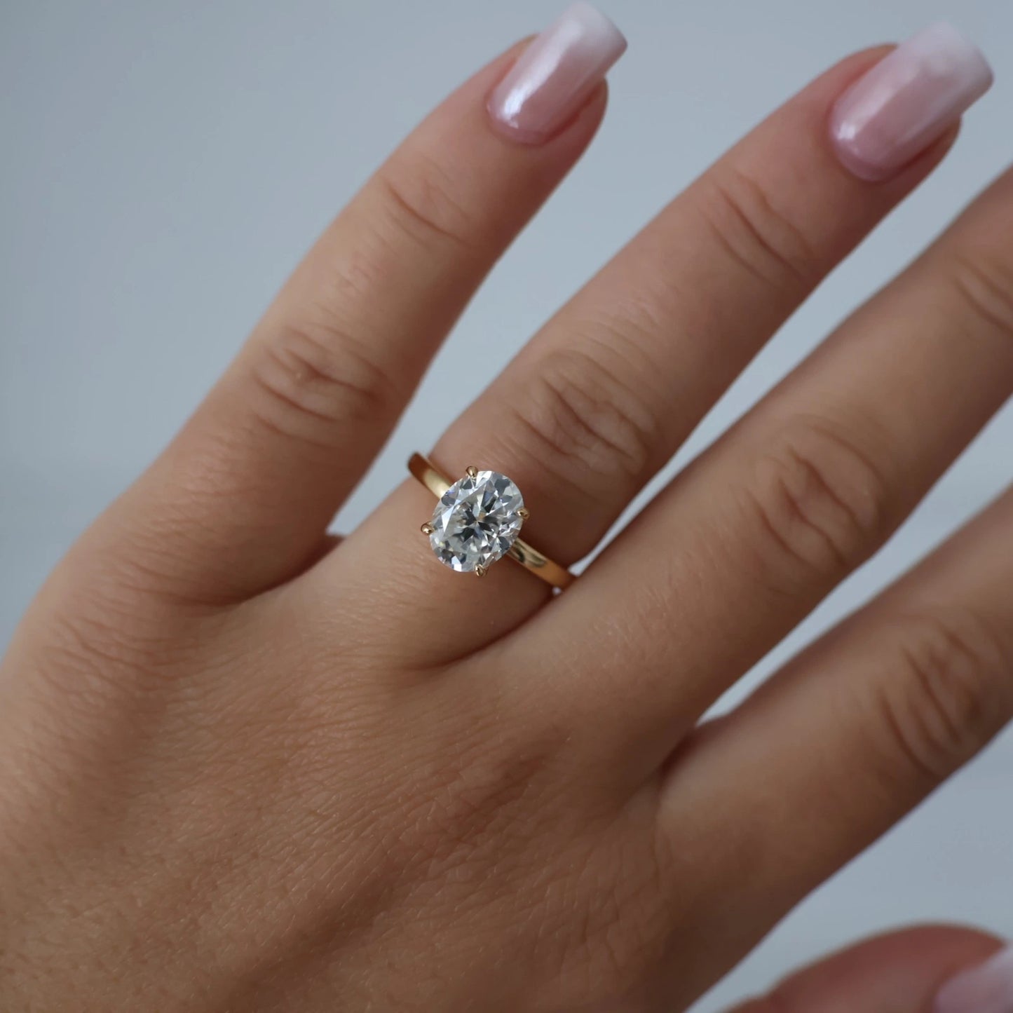2 carat oval moissanite solitaire ring in 14k gold filled
