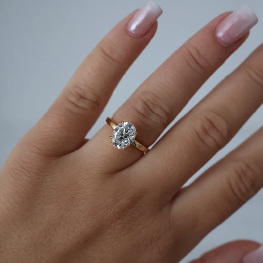 2 carat oval moissanite solitaire ring in 14k gold filled